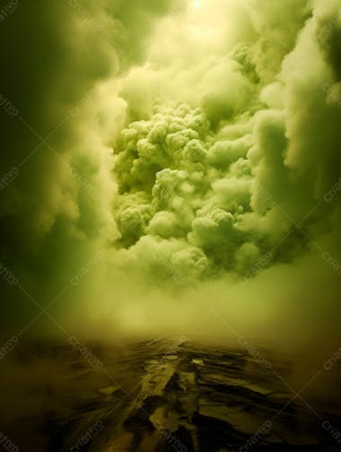 Imagem de fundo, explosão de fumaça e nuvens em tons verdes 23