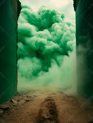 Imagem de fundo, explosão de fumaça e nuvens em tons verdes 25