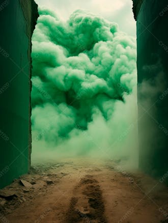 Imagem de fundo, explosão de fumaça e nuvens em tons verdes 25
