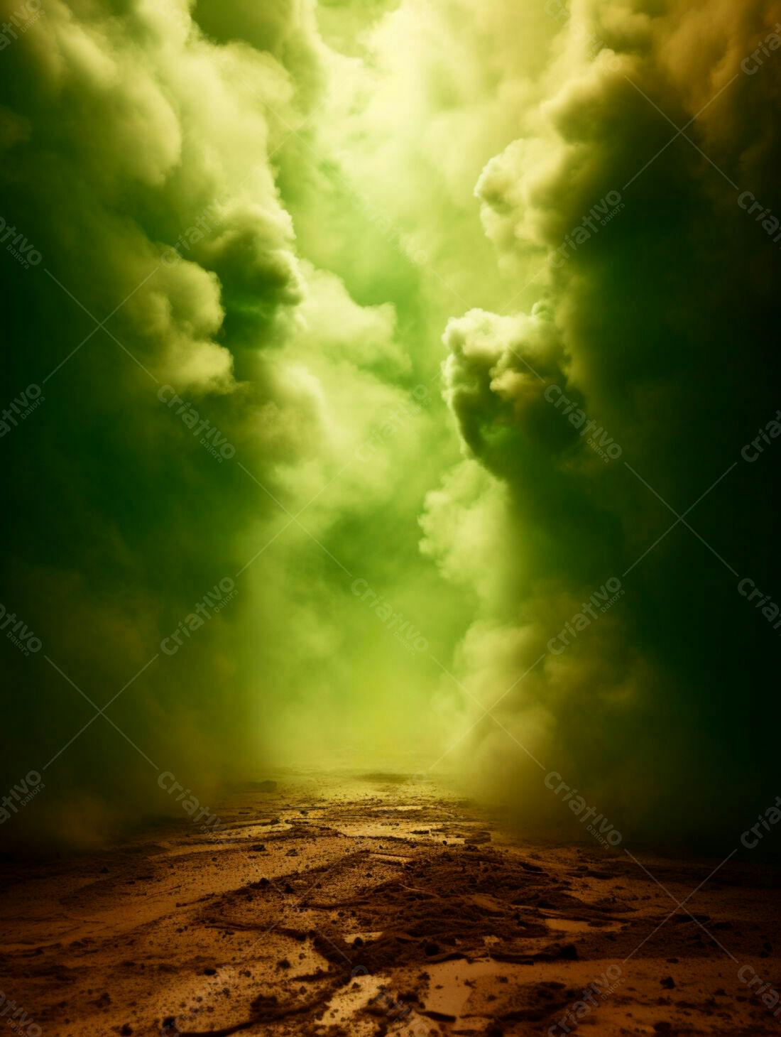 Paisagem apocalíptica verde e marrom