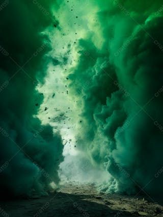 Imagem de fundo, explosão de fumaça e nuvens em tons verdes 30