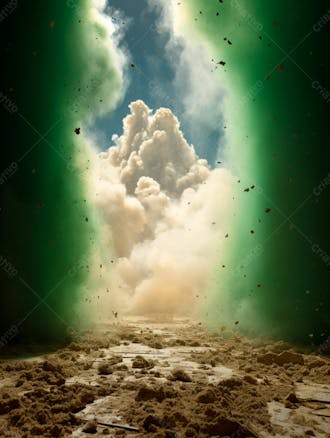 Imagem de fundo, explosão de fumaça e nuvens em tons verdes 31
