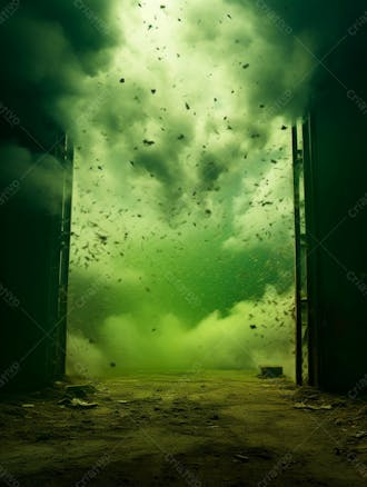 Imagem de fundo, explosão de fumaça e nuvens em tons verdes 38