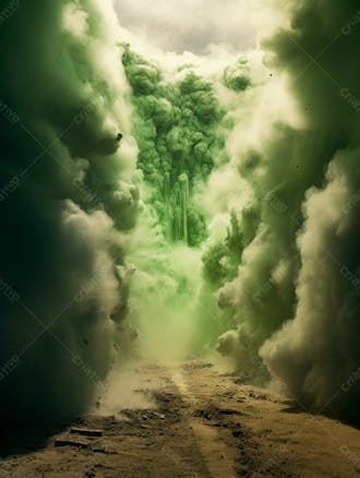 Imagem de fundo, explosão de fumaça e nuvens em tons verdes 39