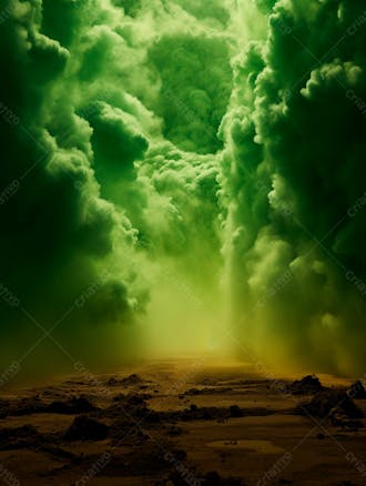 Imagem de fundo, explosão de fumaça e nuvens em tons verdes 55