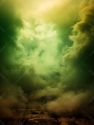 Imagem de fundo, explosão de fumaça e nuvens em tons verdes 62