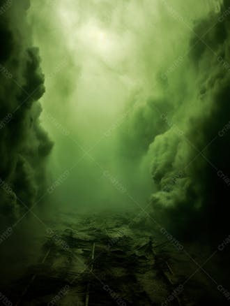 Imagem de fundo, explosão de fumaça e nuvens em tons verdes 63