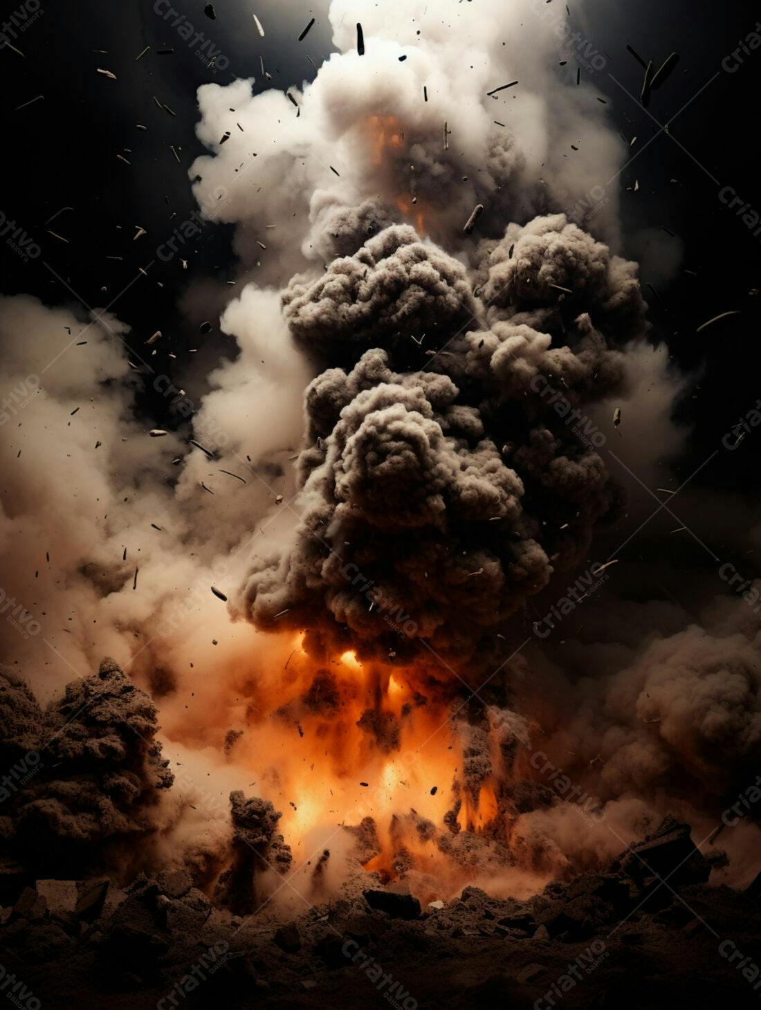 Explosão Devastadora Nuvem de Fumaça