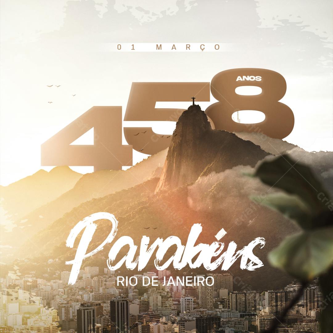 Flyer Aniversário Rio de Janeiro 458 Anos PSD Editável