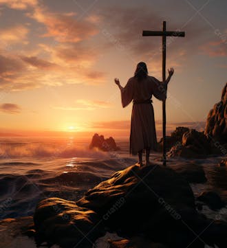 Imagem de jesus cristo entrando no oceano 6