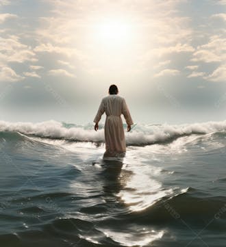 Imagem de jesus cristo entrando no oceano 7