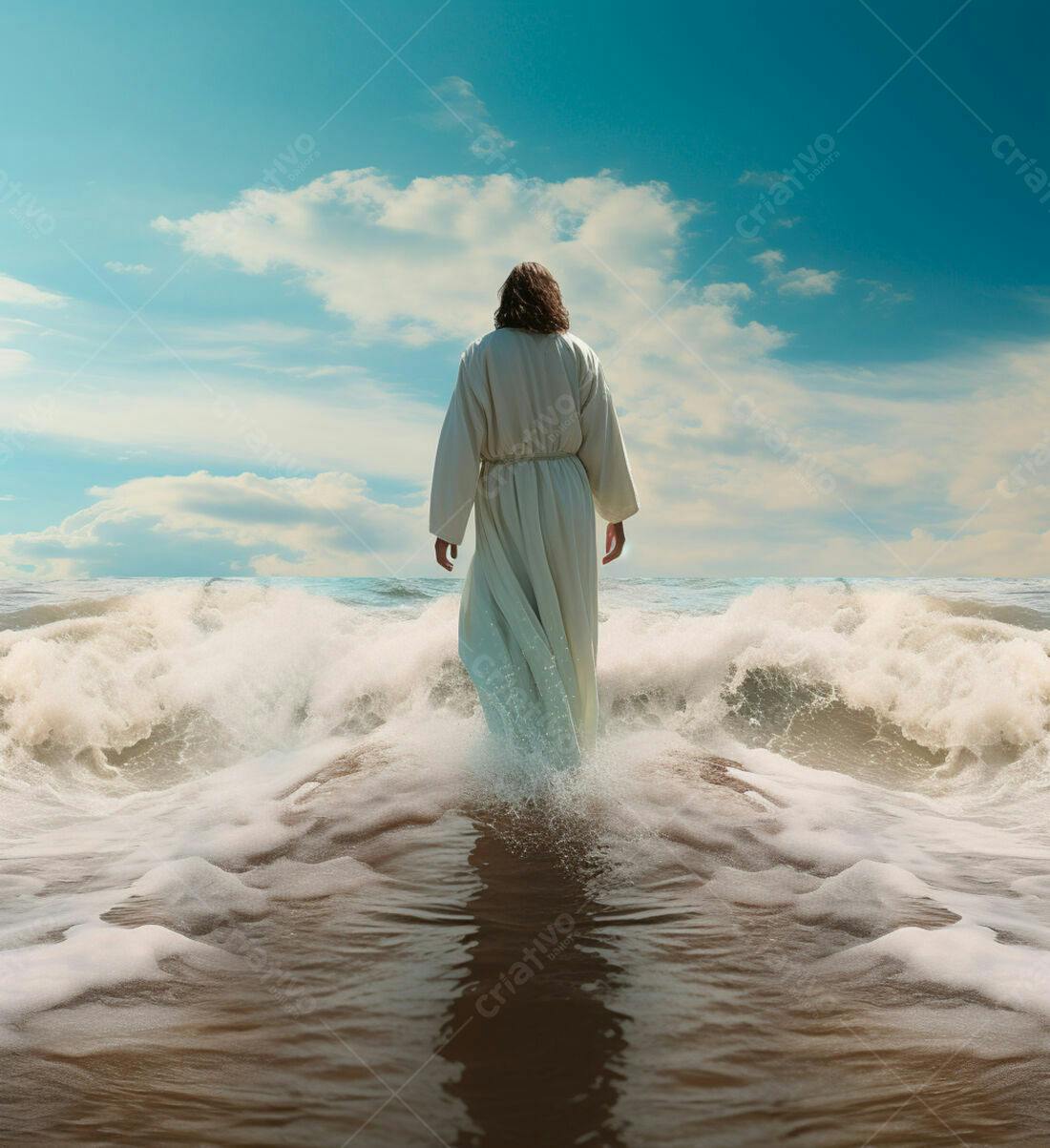 Jesus caminhando sobre as águas do mar