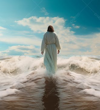 Imagem de jesus cristo entrando no oceano 8