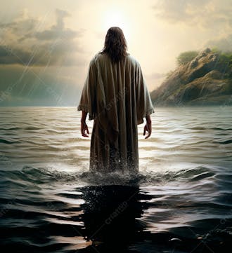 Imagem de jesus cristo entrando no oceano 13