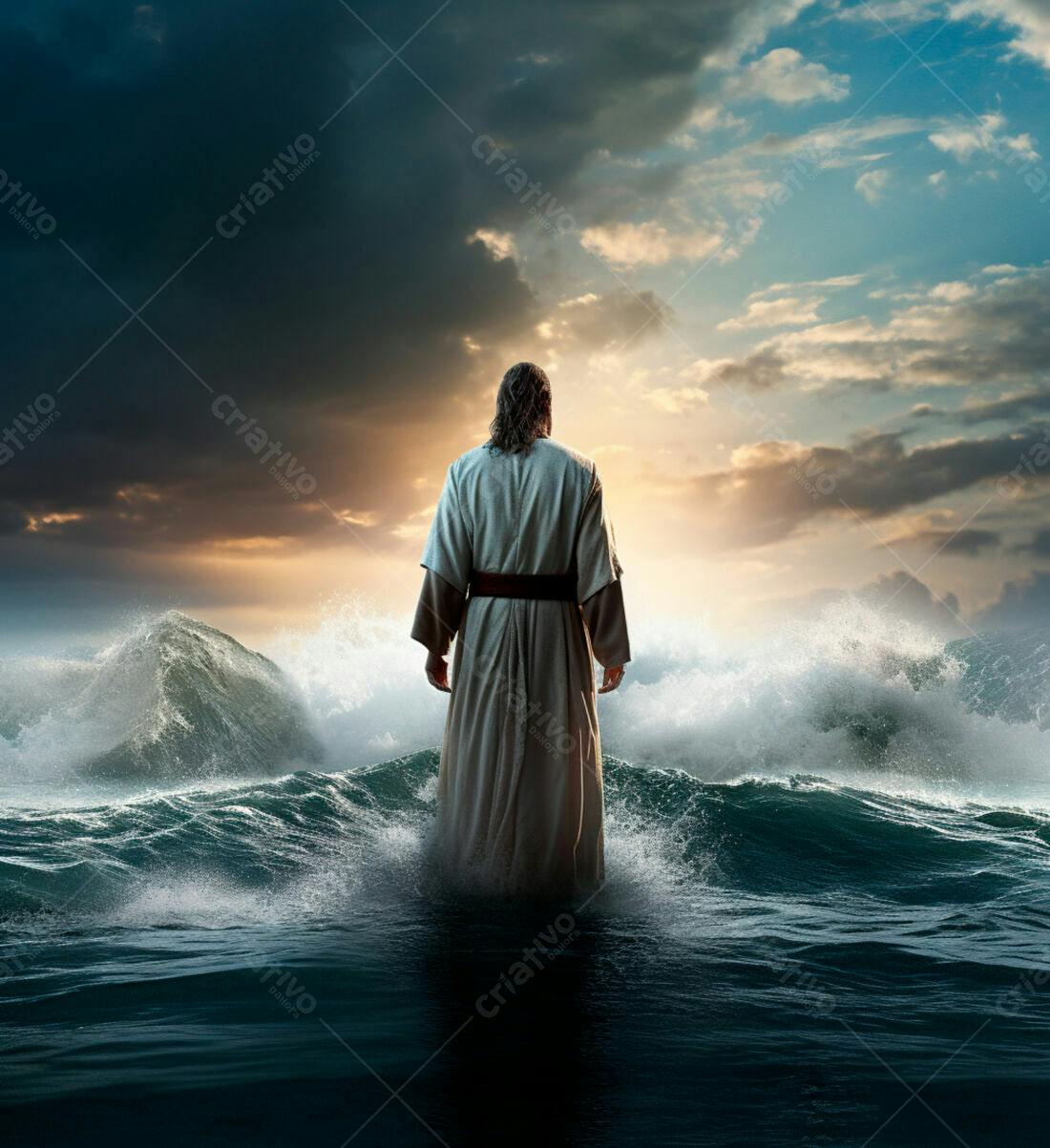 Jesus sobre as águas tempestuosas