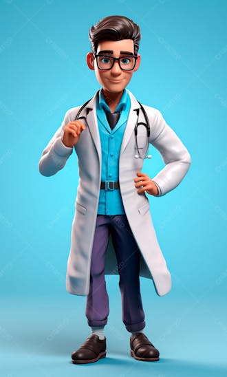 Médico em desenho animado de jaleco modelo 3d 2