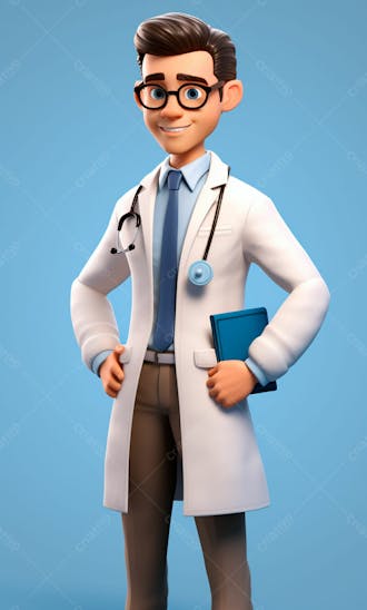 Médico em desenho animado de jaleco modelo 3d 3