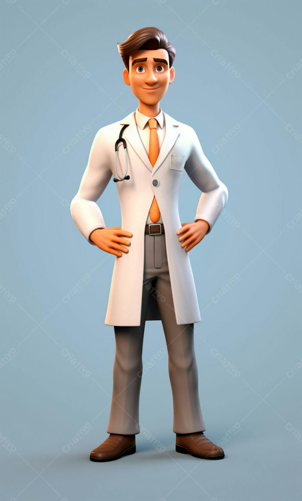 Médico Em Desenho Animado De Jaleco Modelo 3D 7