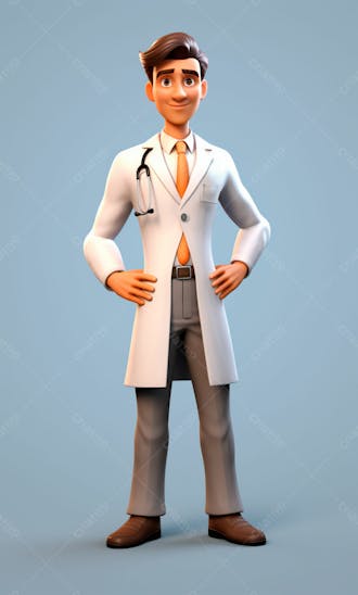 Médico em desenho animado de jaleco modelo 3d 7