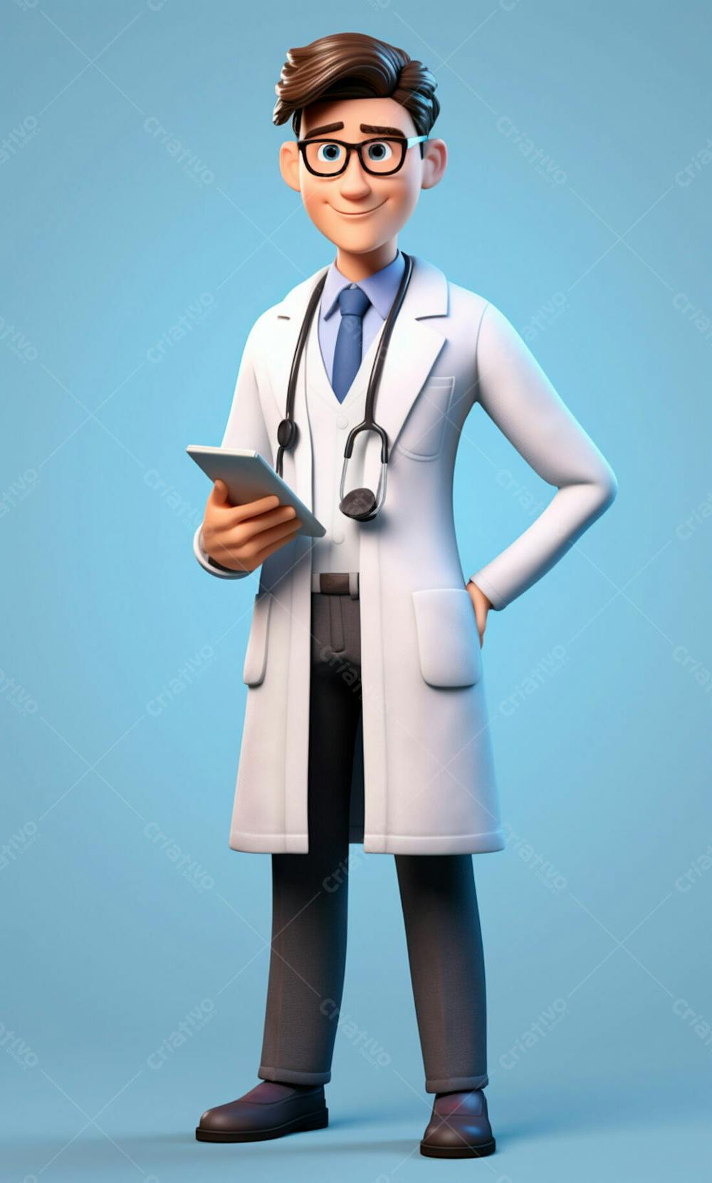 Médico Em Desenho Animado De Jaleco Modelo 3D 13