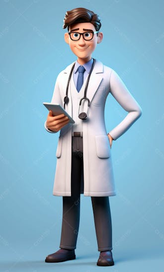 Médico em desenho animado de jaleco modelo 3d 13