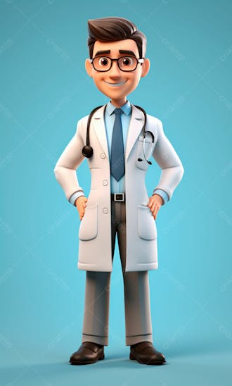 Médico em desenho animado de jaleco modelo 3d 15