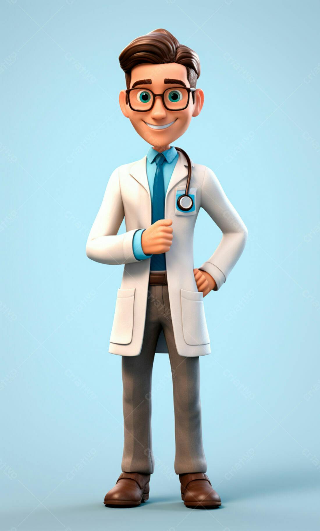 Médico desenho animado sorridente jaleco branco
