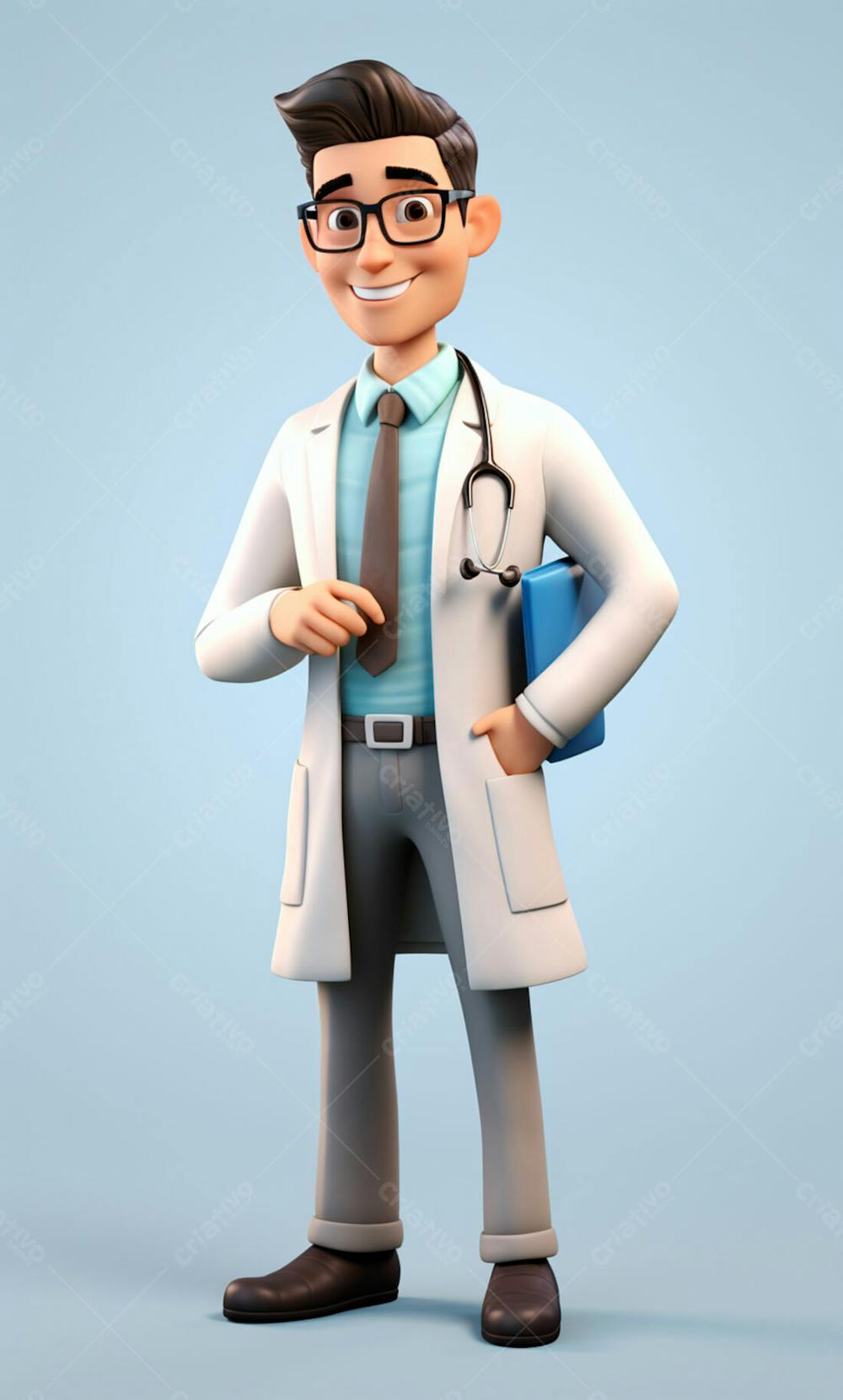 Médico Em Desenho Animado De Jaleco Modelo 3D 18