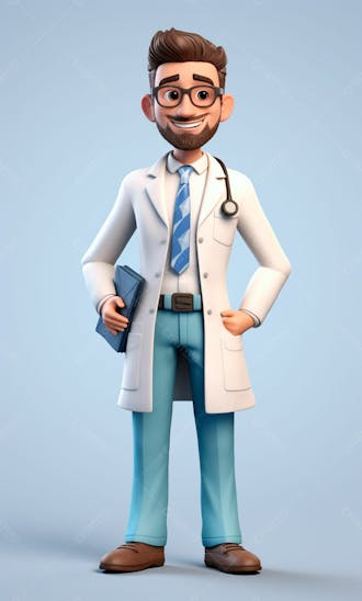 Médico em desenho animado de jaleco modelo 3d 19