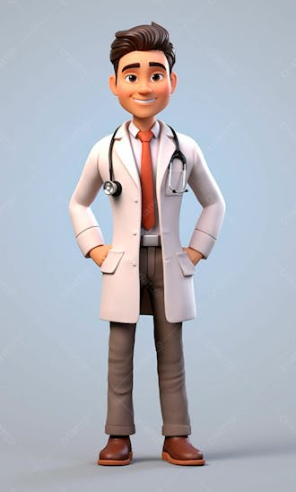 Médico em desenho animado de jaleco modelo 3d 22