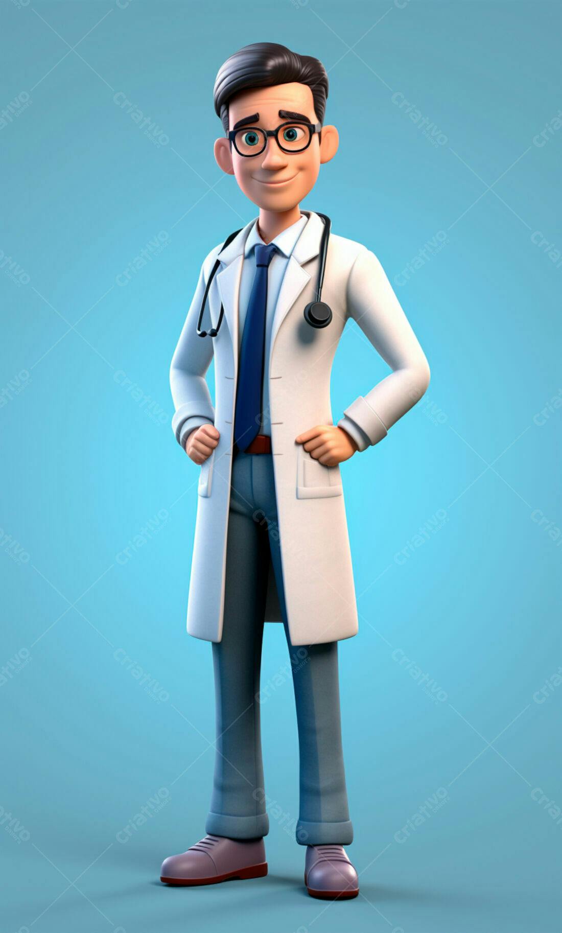 Médico de desenho animado sorridente