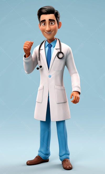 Médico Em Desenho Animado De Jaleco Modelo 3D 28