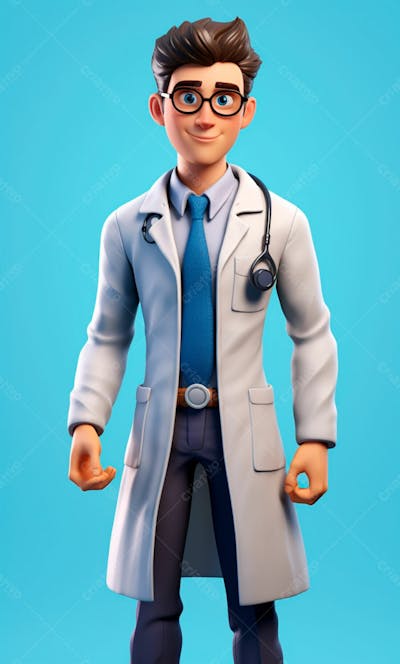 Médico Em Desenho Animado De Jaleco Modelo 3D 30
