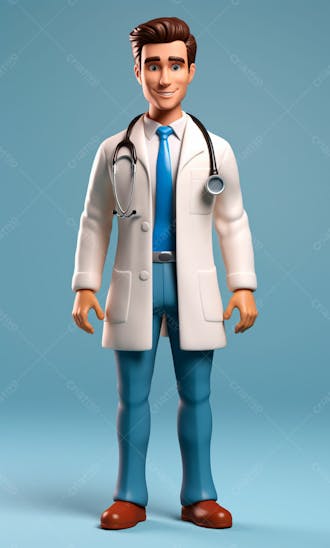Médico em desenho animado de jaleco modelo 3d 31
