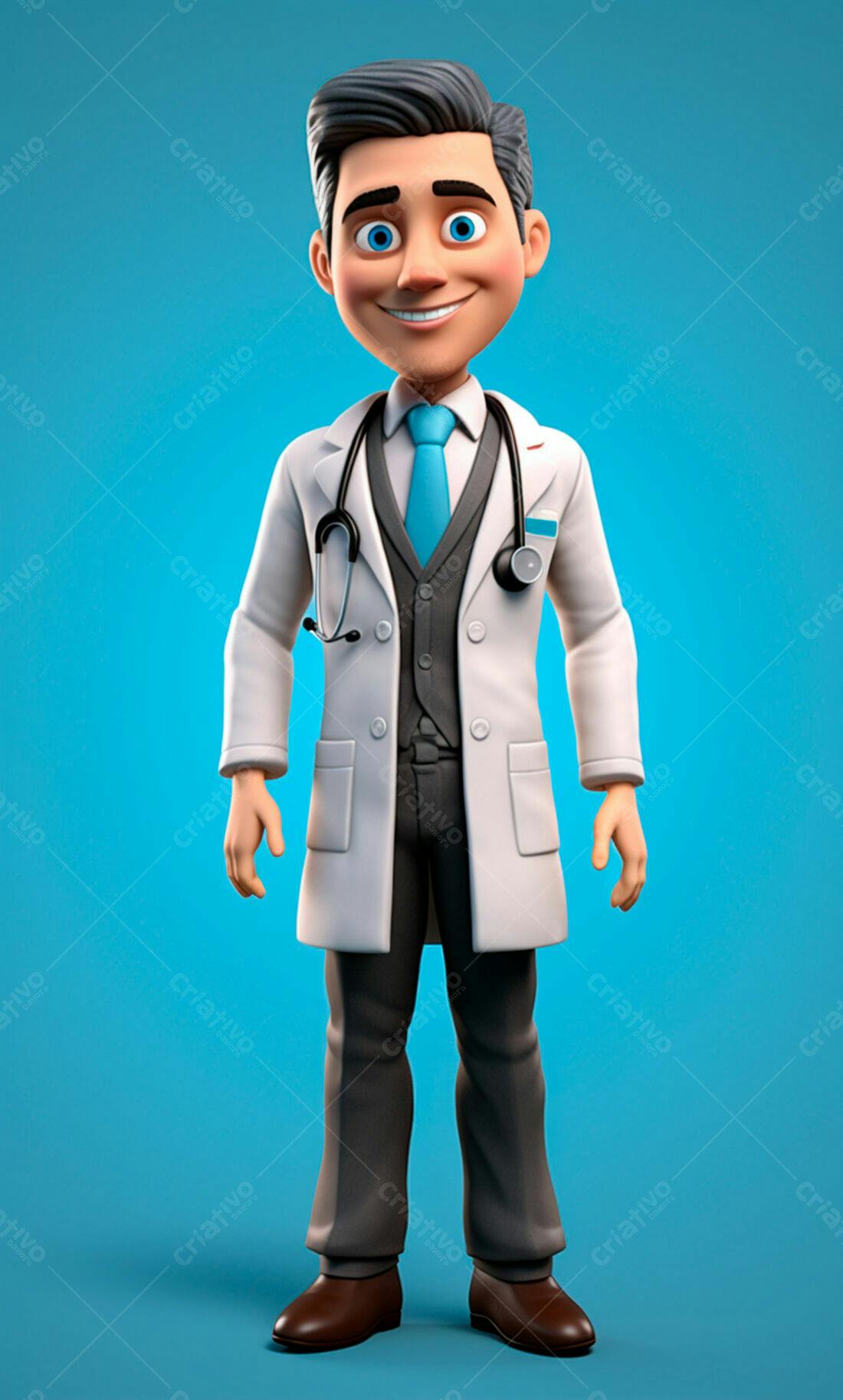 Médico de desenho animado sorridente