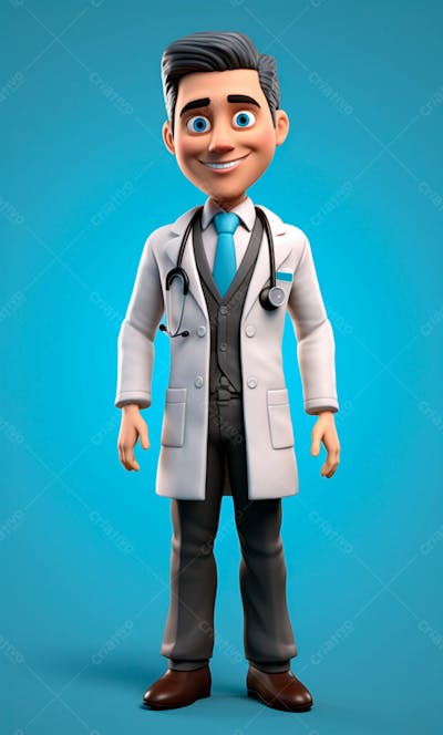 Médico Em Desenho Animado De Jaleco Modelo 3D 32