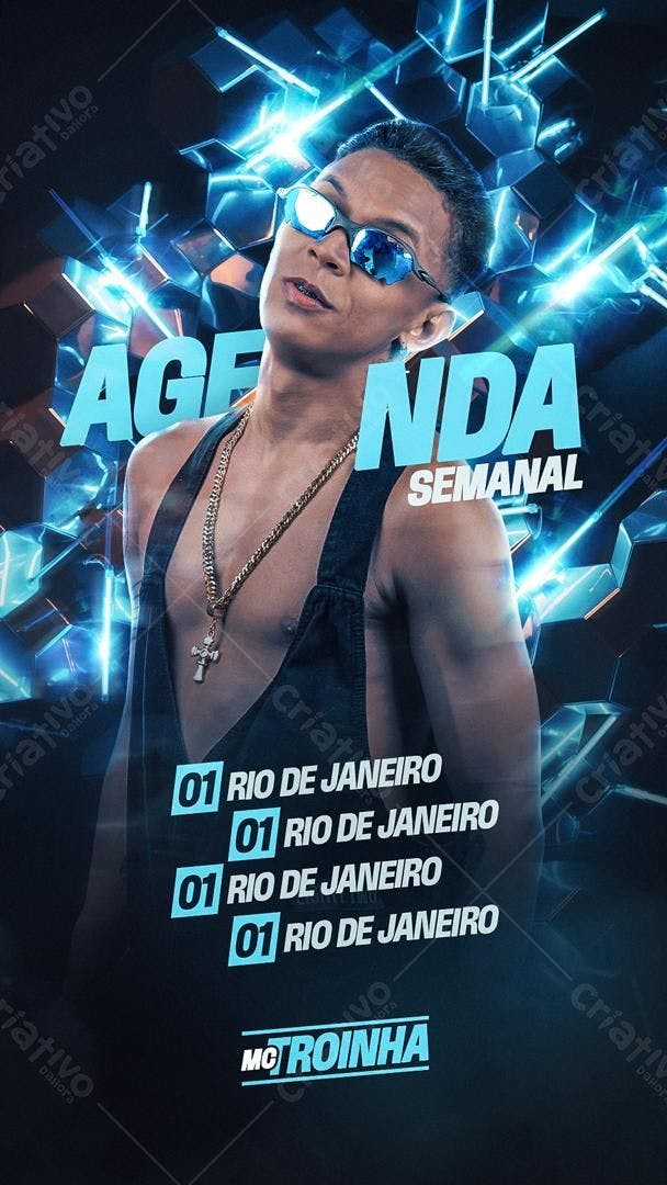 Flyer Agenda Semanal MC Troinha PSD Editável