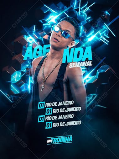 Social media flyer evento agenda semanal mc troinha psd edi