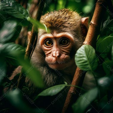 Um close de um macaco curioso na floresta 2