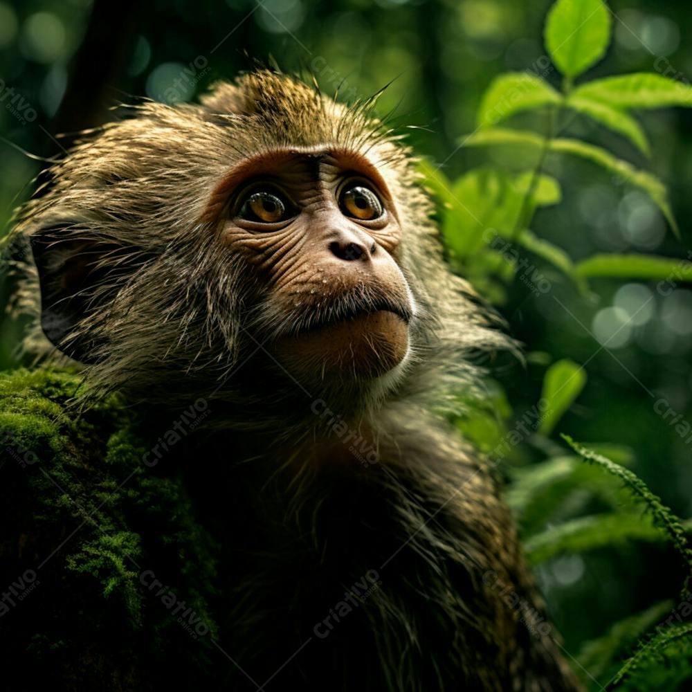 Um Close De Um Macaco Curioso Na Floresta 5