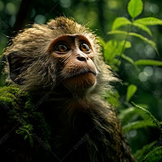 Um close de um macaco curioso na floresta 5