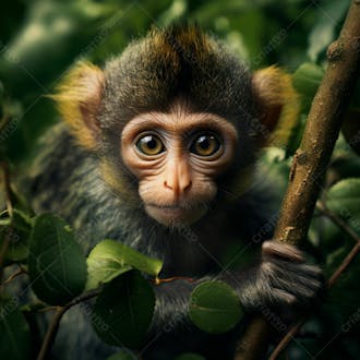 Um close de um macaco curioso na floresta 6