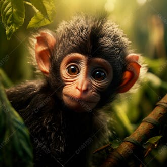 Um close de um macaco curioso na floresta 7