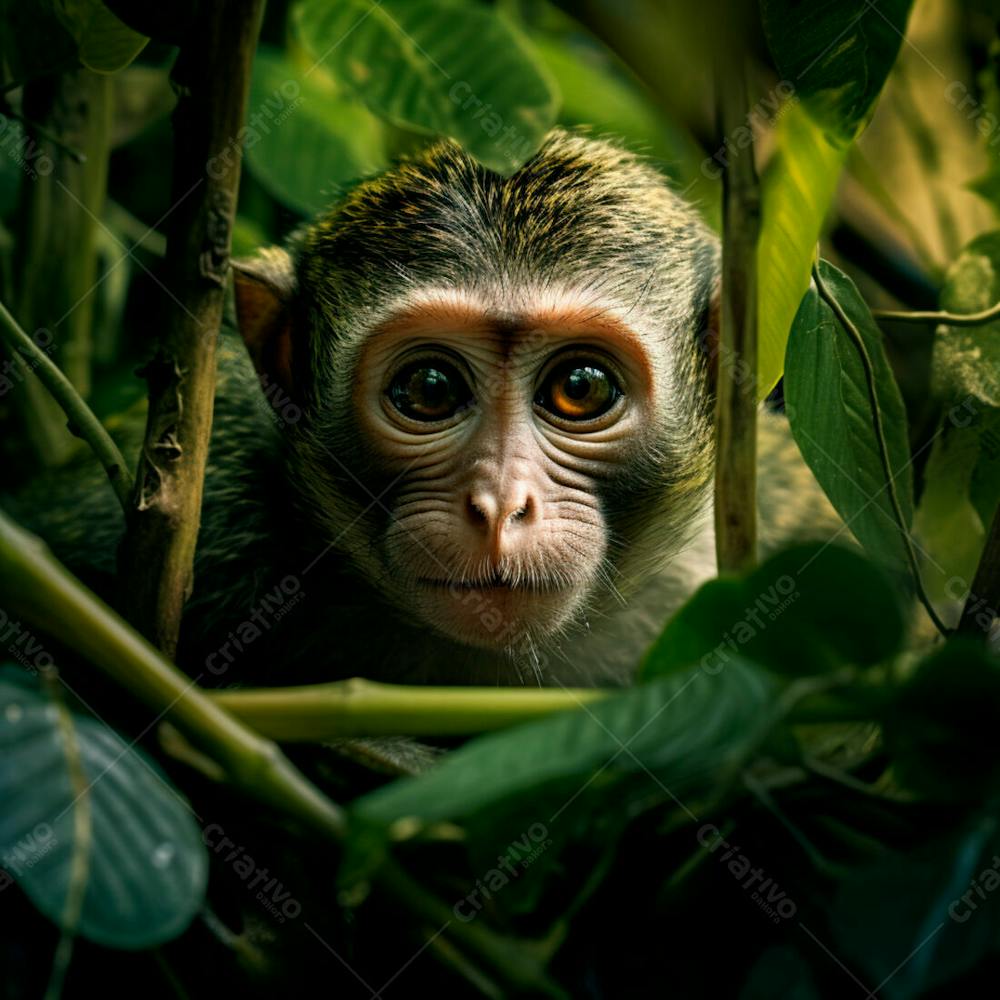 Um Close De Um Macaco Curioso Na Floresta 9