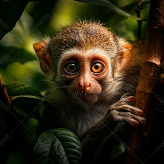 Um close de um macaco curioso na floresta 10