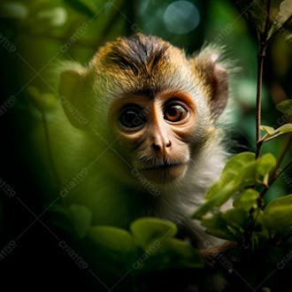 Um close de um macaco curioso na floresta 11