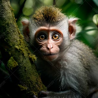 Um close de um macaco curioso na floresta 12