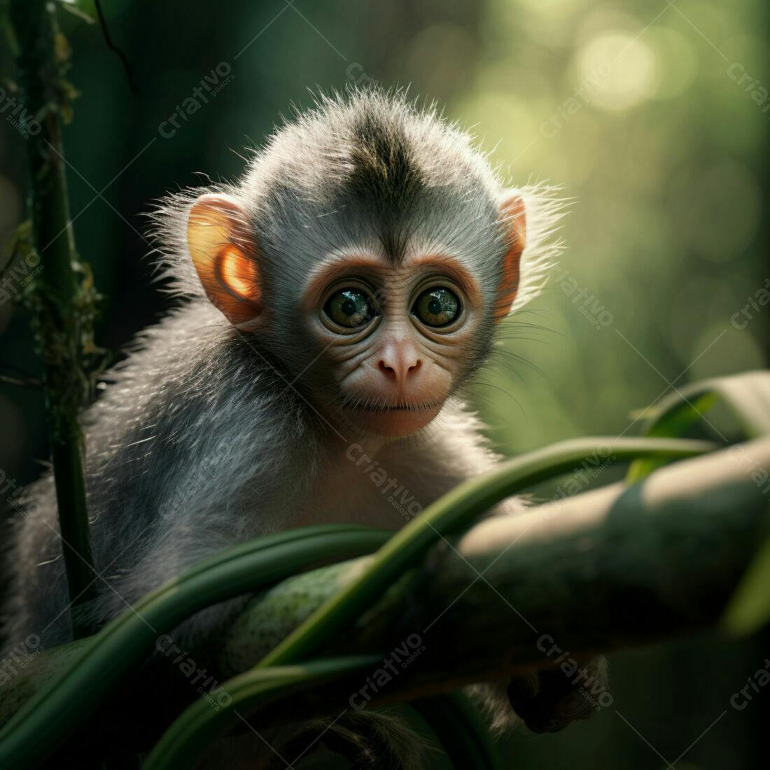 Macaco bebê em floresta tropical