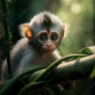 Um close de um macaco curioso na floresta 16