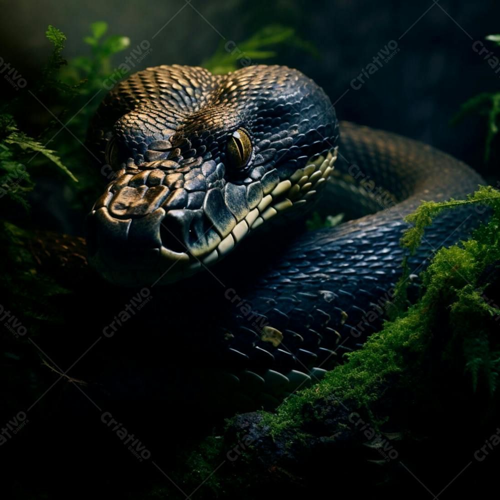Close Da Cabeça De Uma Cobra Gigante Na Floresta 2